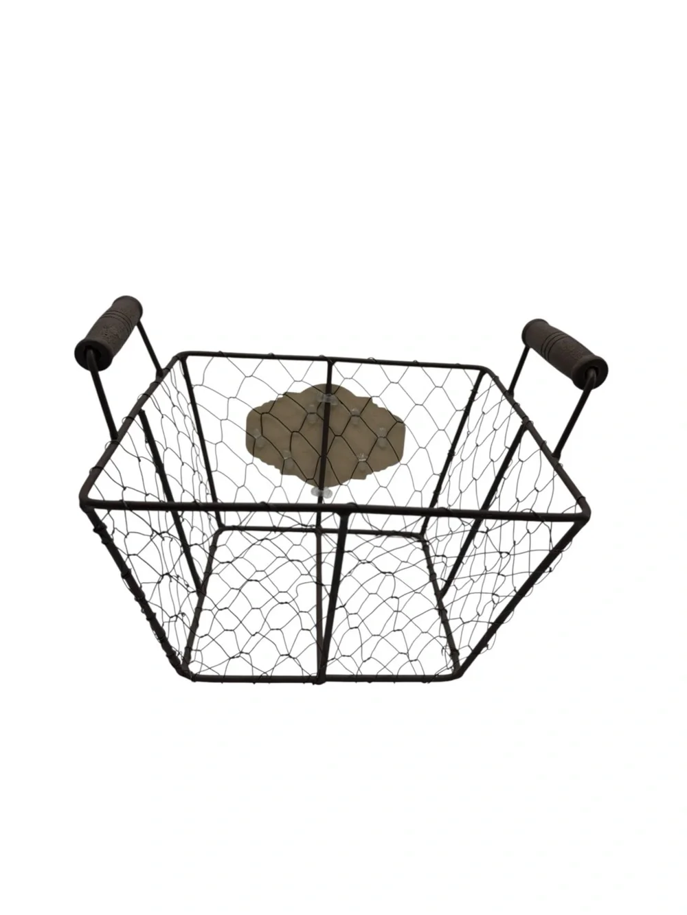 “Programs” Party Basket Smooth Wood Handles Finished Metal